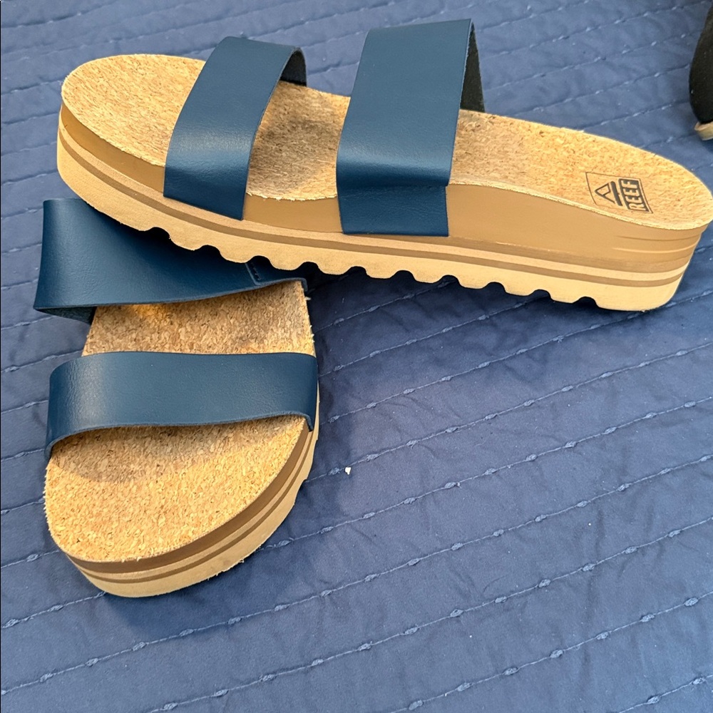 Reef Deep Blue Cork Slide Sandals - Picture 3 of 3